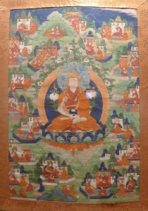 Намтхар (житие) Цонкапы. Тибет, XIX в. Холст, парча китайская, водо-клеевая живопись