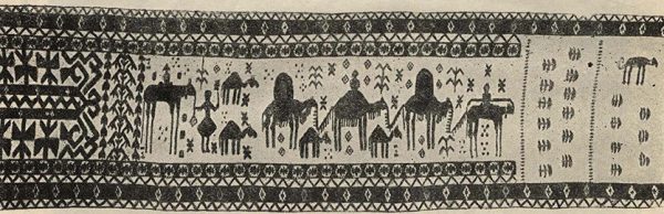 Иомудская ковровая дорожка (иолама) с изображением свадебного каравана