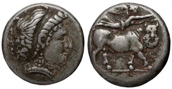 Серебряная монета (дидрахма). Неаполь