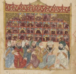 Миниатюра Яхьи-бен-Махмуда из манускрипта "Макамы" аль-Харири (1237 г.)