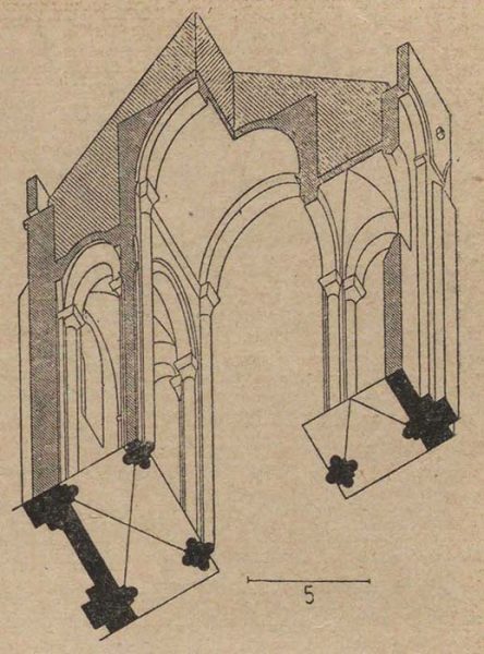Схема романской конструкции церкви в Пуатье (XII в.)