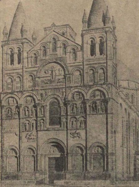 Фасад собора в Ангулеме (XII в.)