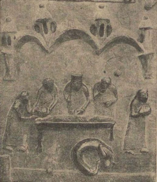 Танец Саломеи перед Иродом. Рельеф бронзовой двери церкви Сан-Дзено в Вероне (XII в.)