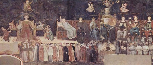 Амброджо Лоренцетти. Часть фрески в палаццо Пубблико с изображением правительства. Сиена