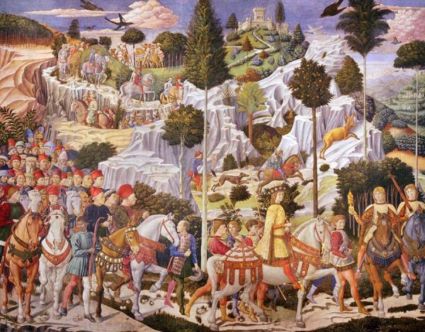 Беноццо Гоццоли. Поклонение волхвов. Часть фрески. Палаццо Риккарди (Медичи). Флоренция