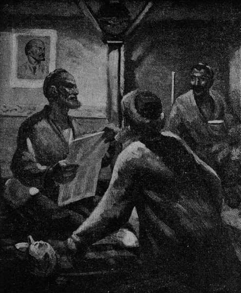 Бахрам Хамдами (Узбекская ССР). В колхозной чайхане. 1936 г. Масло