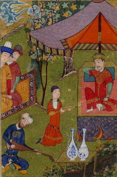 Куюк, внук Чингиз-хана вступает на престол в Каракоруме. Персидская миниатюра. Шираз, XV в.